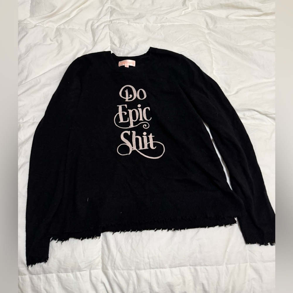 Lisa Todd Black Knit 100% Cashmere Sweater Do Epic Sh*t Size Small S